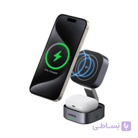 شارژر 25 وات سه کاره سیمی و بی سیم مغناطیسی و تاشو یوگرین مدل W702 کد 35316
