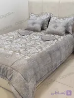 سرویس روتختی دونفره کلاسیک طرح داماسک رنگ طوسی نقره‌ای (ست کامل) کد 2009