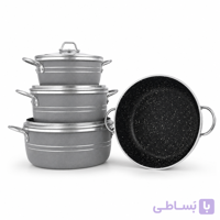 سرویس قابلمه گرانیتی 7 پارچه ماه رنگ طوسی
