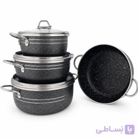 سرویس قابلمه گرانیتی 7 پارچه فراظرف رنگ سربی