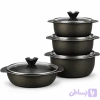 سرویس قابلمه 8 پارچه گرانیتی شمیم کوشا مدل پروانه ایی رنگ مشکی (کد 0V59I)