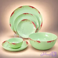 سرویس آرکوپال ۲۶ پارچه گلدن اپال طرح نوژان قرمز قالب گرد دیوالی