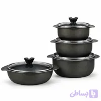 سرویس قابلمه 8 پارچه گرانیتی شمیم کوشا مدل پروانه ایی رنگ مشکی