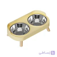 ظرف آب و غذای دو قلو حیوانات خانگی از استیل ضدزنگ و پلاستیک مناسب سگ، گربه و جونده‌ها، ابعاد 35×19×9 سانتی‌متر، وزن 300 گرم
