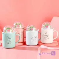 لیوان سرامیکی فانتزی با درِ رنگین‌کمانی ۳بعدی