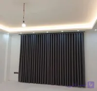 پرده پذیرایی مدل مینیمال مخمل مشکی برا پنجره 2متری با دوخت