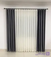 پرده حریر ساده برای پنجره 3متری مدل مینیمال با۲عدد یالان ترکیب کتان هازان رنگ طوسی