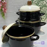 سرویس قابلمه لعابی۳ تایی طرح انگلیش هوم رنگ مشکی