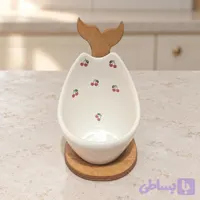 جا قاشقی کنار گاز سرامیکی طرح آلبالو با پایه چوبی