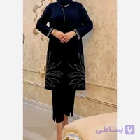 مانتو مجلسی بلند نگین دار رزگلد جنس مازراتی سایزبندی 38 تا 56