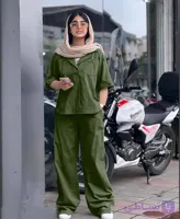 ست شومیز مانتویی دخترانه و شلوار بگ