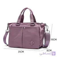 کیف دوشی زنانه اوُول برزنتی وارداتی قابل شستشو صورتی تیره