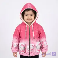 سویشرت دخترانه شمعی خزدار طرح کیتی صورتی