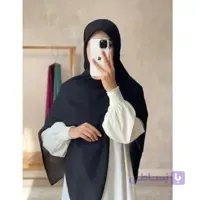 روسری سوپر نخ ساده قواره بزرگ منگوله دار سورمه ای و مشکی