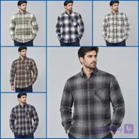 پیراهن پشمی مردانه چهارخانه قواره آزاد پنبه و پلیمر سایزبزرگ