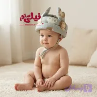 کلاه محافظ سر نوزاد گوش دار طرح گربه برند نینی سیف Nini safe