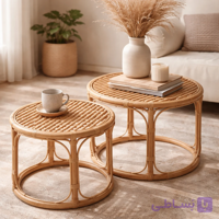 میز عسلی حصیری دست‌ساز با طراحی ساده و نچرال؛ مناسب کنار مبل، اتاق نشیمن و دکور مینیمال