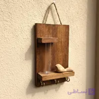 جاکلیدی و جاگلدونی دیواری چوبی دست‌ساز | دکور نچرال چندمنظوره