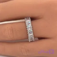 انگشتر زنانه نگینی طرح تنیسی فری سایز نقره ای