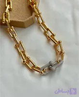 گردنبند زنانه وارداتی تیفانی طلایی دو گره نگینی استیل