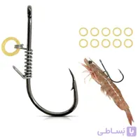 نگهدارنده میگو روی قلاب ماهیگیری به همراه قلاب