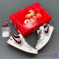 کفش نایک ایر جردن مردانه مدل وان لو سوپریم اسب کاستوم شده رنگ زرشکی کرم