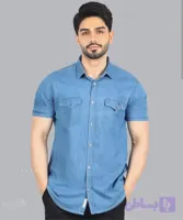 پیراهن لی مردانه نیم آستین رنگ آبی روشن