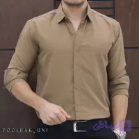 پیراهن مردانه دکمه مخفی جنس دوشین رنگ کله غازی