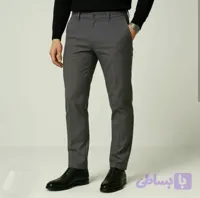 شلوار کتان کلاسیک مردانه کتان پنبه ساتن رنگ نوک مدادی