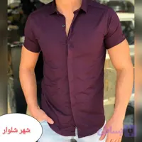 پیراهن مردانه نیم آستین دکمه مخفی جنس دوشین رنگ سفید