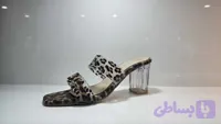کفش صندل و دمپایی طلقی پلنگی، پاشنه شیشه‌ای، یراق دار