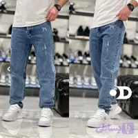 شلوار مام فیت مردانه جین پارچه ترک وارداتی کجراه درجه یک گرم بالا آبی - پوشاک زانکو