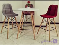 صندلی اپن پارچه ای پایه بلند چوبی