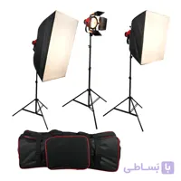 کیت نورپردازی سه شاخه پروژکتور استودیویی گلدن‌پاور با سافت‌باکس