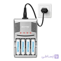 پک باتری شارژی قلمی و شارژر بستون مدل BST-C819W