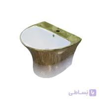 روشویی نیم پایه کوتینگ سفید طلایی