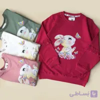 بلوز دخترانه آستین چیندار طرح شاخه گل برجسته سایز 40 تا 55