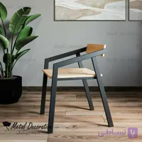 صندلی فلزی باغ ویلا و رستوران با نشیمن و پشتی چوبی
