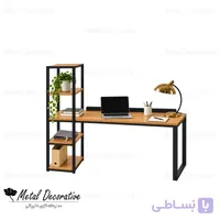 میز تحریر ساده و مدرن اتاق مطالعه با کتابخانه