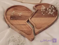 ظرف چوبی راش مدل قلب شکسته