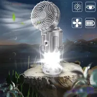 چراغ کمپینگ خورشیدی دارای پنکه و پاوربانک