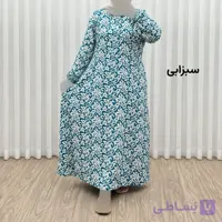 پیراهن ساحلی زنانه نخی فری سایز مناسب تا 48 کمربنددار