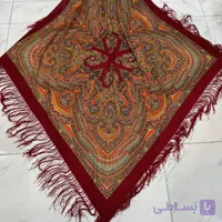 روسری نخی ترکمن قواره بزرگ کد 1653 ترکمن 140-150 سانت وارداتی ریشه دستباف بدون چروک 4 فصل