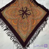روسری نخی ترکمن کد 1649 قواره 140-150 سانت ریشه دستباف چهار فصل اصل ترکیه