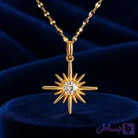 پلاک آویز طلا ۱۸ عیار زنانه ستاره قطبی نگین دار با کسر وزن سنگ