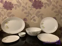 سرویس ارکوپال ۲۶ پارچه طرح ژالین طلایی و طوسی