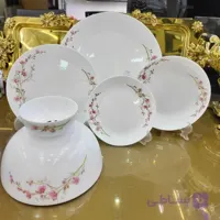سرویس ۲۶ پارچه گرد طرح بهار صورتی گلدن اپال