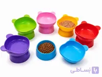 ظرف غذای سگ و گربه پلاستیکی پایه دار مدل خرسی برند zistar