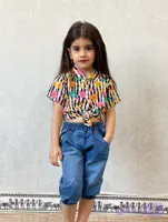 شومیز نخی و شلوارک لی دخترانه