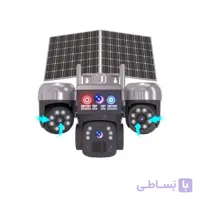 دوربین مداربسته 2 پنل 3 موتوره(هر دوربین یک موتور مجزا)3PTZ سیمکارتی سولار خورشیدی 3 لنز 15 مگاپیکسل مدل V380 PRO L12H